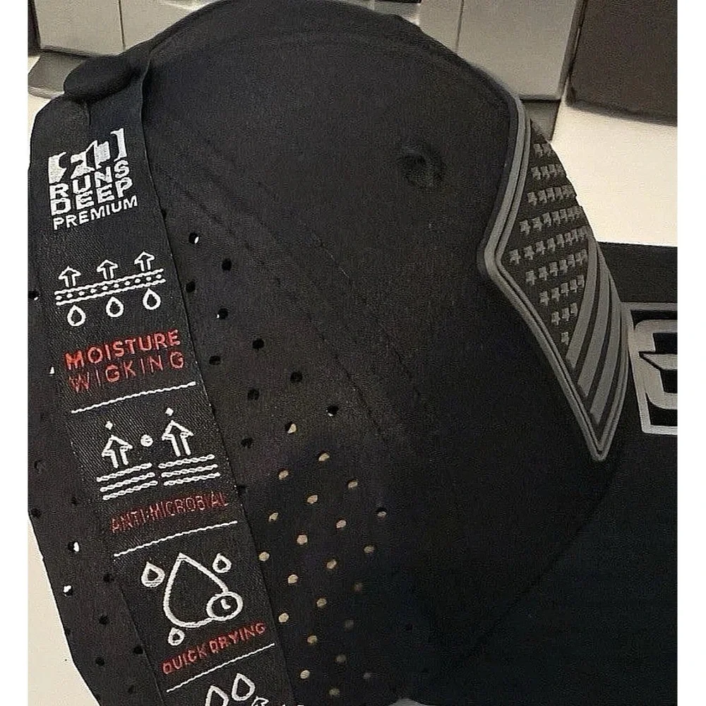 Runs Deep Premium Tactical American Flag Black Moisture Perforated Mesh Snapback